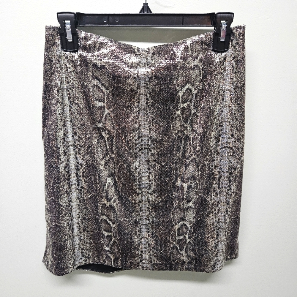Alberto Mikali Sequin Animal Print Skirt Snake Leopard Stylish Size 10 NWT